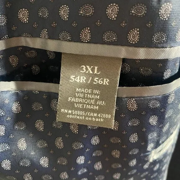 Oak Hill Sport Coat 3XL 54R/56R Navy Weave Patterned Viscose Polyester Blend